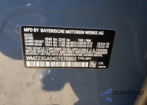 2025 Mini Countryman S All4 from USA, damaged, VIN WMZ23GA04S7S76893